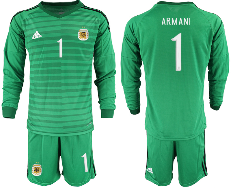 Men 2020-2021 Season National team Argentina goalkeeper Long sleeve green #1 Soccer Jersey2->argentina jersey->Soccer Country Jersey